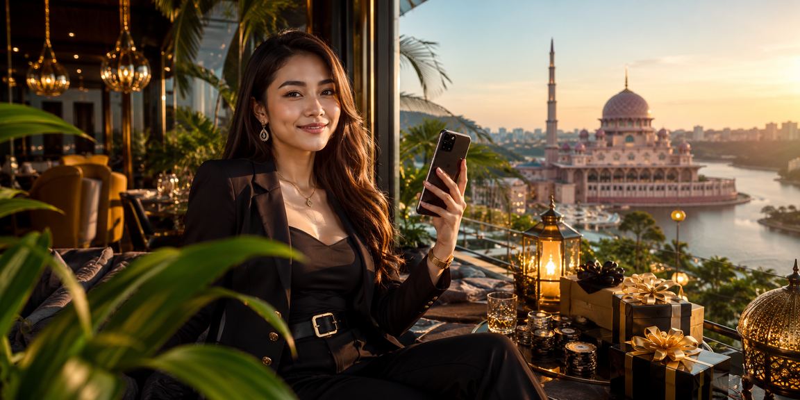 Pengguna Putrajaya mengakses slot kasino 745 melalui telefon pintar dengan gaya pakaian tempatan