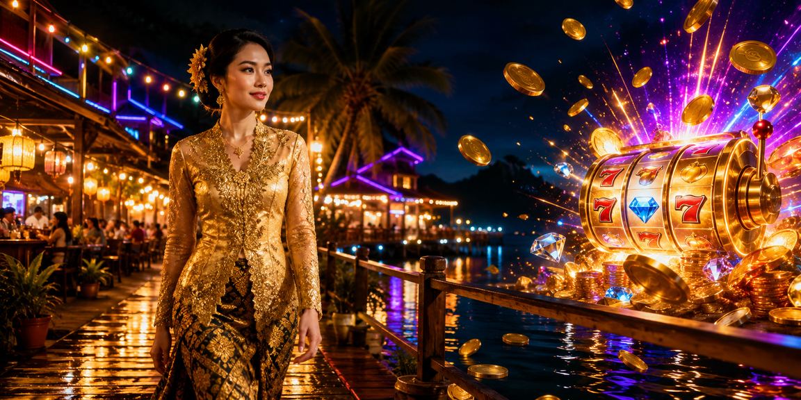 Permainan slot dalam talian 745 dengan wanita Sabah memakai kebaya di skrin mudah alih